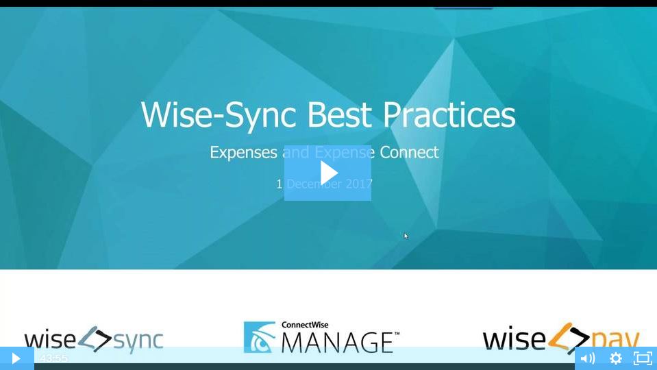 Wise-Sync Best Practices Webinar - Expense & Expense Connect 1 Dec 2017 - Recap